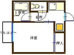 シュクリエールハイム 1Kの間取図画像