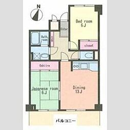 グレース用賀 2LDKの間取図画像