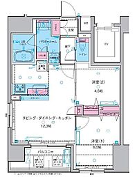 ジェノヴィア浅草2スカイガーデン 2LDKの間取図画像