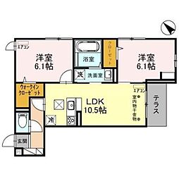 フォンテーヌC 2LDKの間取図画像