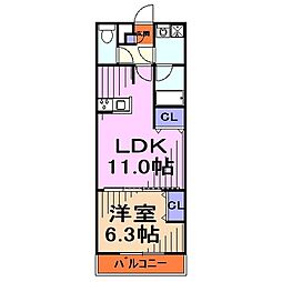 リブリ・クラージュ 1LDKの間取図画像