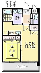 ステージア城西 4階1LDKの間取り