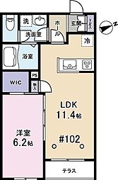 マンション柿の木 1階1LDKの間取り