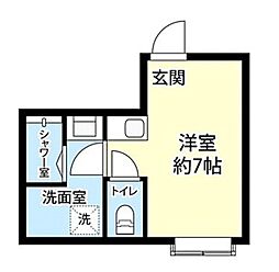 ガーベラ天神ビル 8階ワンルームの間取り