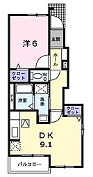 ヒルクレスト2 1DKの間取図画像