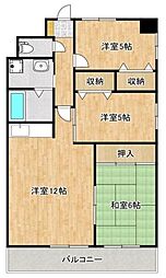メイア天王台 4階3LDKの間取り