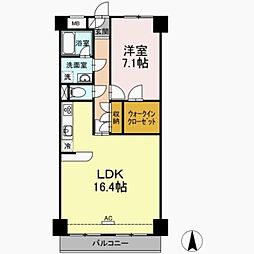 ハイフラットワン 5階1LDKの間取り