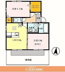 ウエストヒルズ 2LDKの間取図画像