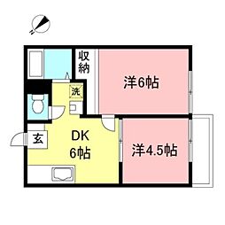 アーバンジュエリー 2DKの間取図画像