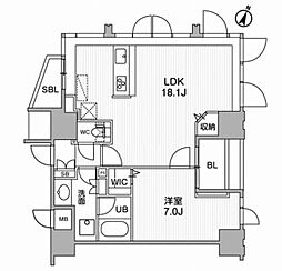 東神田テラスレジデンス 1LDKの間取図画像