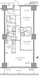 パークアクシス豊洲 16階2LDKの間取り