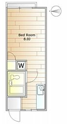 アイエスハイツ 1階ワンルームの間取り