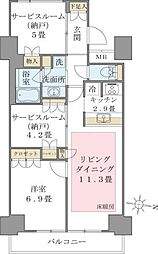 Brilliaist東雲キャナルコート 2SLDKの間取図画像