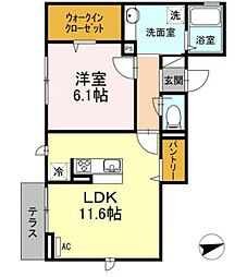 グランアンス 1LDKの間取図画像