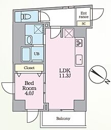ルヴァスト代々木パーク 1LDKの間取図画像