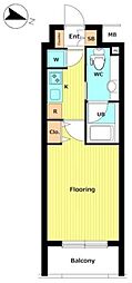 ParkWell東大前 1Kの間取図画像