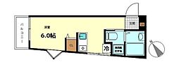 スカイタウン沼袋 1Kの間取図画像