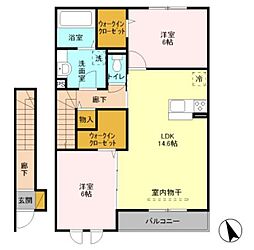 ラ・ルーチェB 2LDKの間取図画像
