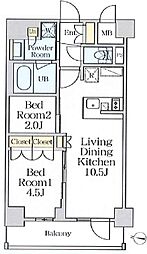 CRESTCOURT錦糸町 2LDKの間取図画像