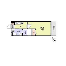 Jブラン三ノ輪 1Kの間取図画像