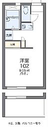レオパレスM-47 1Kの間取図画像