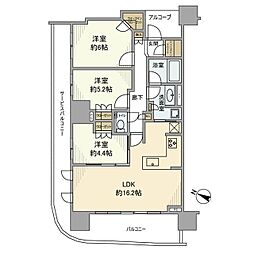 ドレッセタワー南町田グランベリーパーク 3LDKの間取図画像