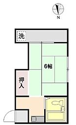 コーポ山遊 1Kの間取図画像