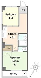 カセビル39プラーズ小松川 2Kの間取図画像