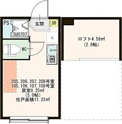 JR京浜東北・根岸線 東十条駅 徒歩8分の賃貸アパート 1階ワンルームの間取り