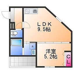岸和田市宮本町アパート 1LDKの間取図画像