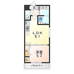 フジパレス中央長田 1LDKの間取図画像