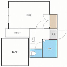 F.Kコート渡辺通東 1Kの間取図画像