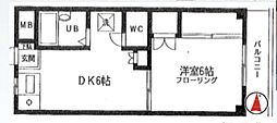 クロバータウン 1DKの間取図画像