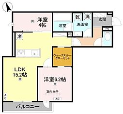 TORISIA長居大領 2LDKの間取図画像