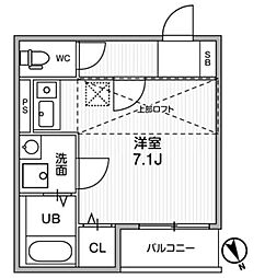 Ts Cuore 調布(ティーズクオーレ) ワンルームの間取図画像