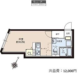REPURE竹の塚レジデンス ワンルームの間取図画像