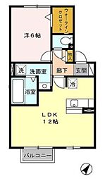 ウィスタリア川越 1LDKの間取図画像