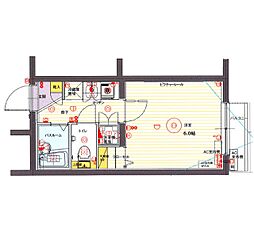 クレイシア大山 2階1Kの間取り