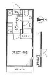 フォンテ南大泉 1Kの間取図画像