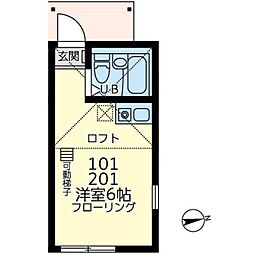 ユナイト初音ミックスナッツ ワンルームの間取図画像