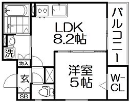 クリエオーレ星田 1LDKの間取図画像