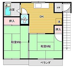ドエル吉野 2DKの間取図画像
