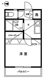 カサボナール壱番館 1Kの間取図画像