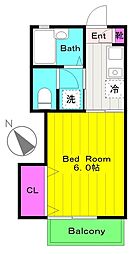 メゾンポワール 1Kの間取図画像