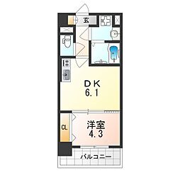 メイクス天王寺南 1DKの間取図画像