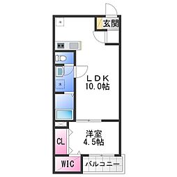 松原市高見の里2丁目アパート 1LDKの間取図画像