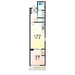 フジパレス湯里6番館 1LDKの間取図画像
