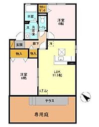 クレールルピナスA 2LDKの間取図画像