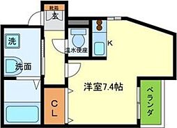 グランメール2 ワンルームの間取図画像