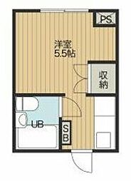 タカラマンションB館 ワンルームの間取図画像
